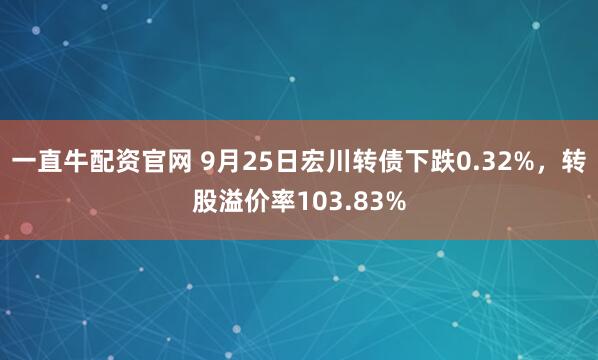 一直牛配资官网 9月25日宏川转债下跌0.32%，转股溢价率103.83%