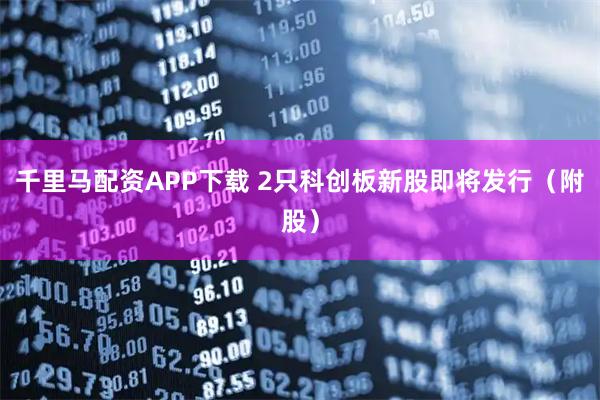 千里马配资APP下载 2只科创板新股即将发行（附股）