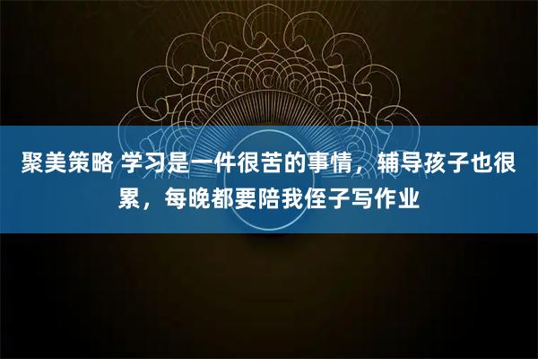 聚美策略 学习是一件很苦的事情，辅导孩子也很累，每晚都要陪我侄子写作业